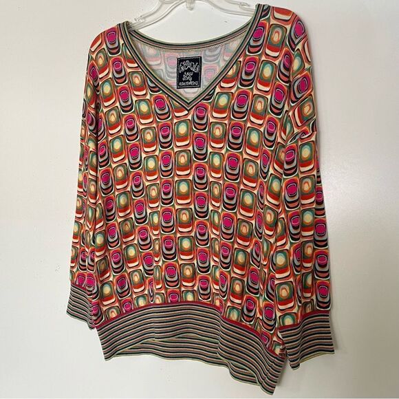 Aldomartins Cap Juluca V-Neck Sweater Lightweight Colorful Mod Geometric Medium - Picture 3 of 11